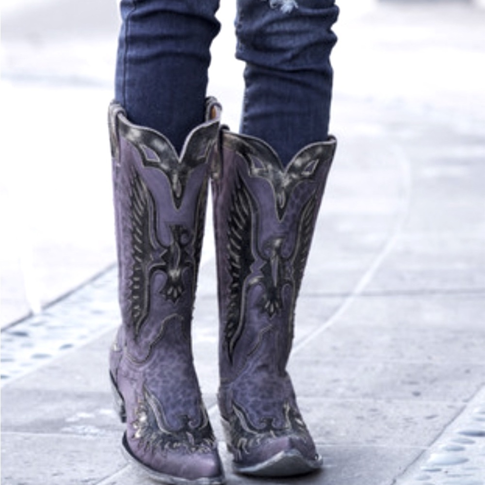 OLD GRINGO EAGLE VIOLET LEOPARDITO 13" COWGIRL BOOTS